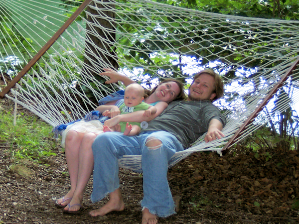 David, Chelsea and Michael in the hammock.